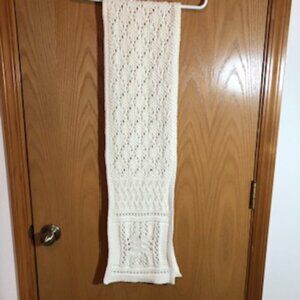 Elegant Cream Ivory Winter Knit Scarf Extra Long Excellent Condition